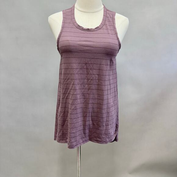 Lululemon Long for Length Tank in Short Serve Stripe Antique Bark Garnet Size XS - Picture 1 of 15